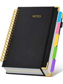 1pc A5 Double-Line Loose-Leaf Notebook, 300 Pages, 5 Divider Tabs & Writable Labels, PU Leather Hard Cover, 100gsm Bleed-Resistant Paper, With Pen Holder & Elastic Band, Suitable For Office, School, University, Meeting Notes, Daily Journal, Travel, Goal Tracking - Multicolor - View 8