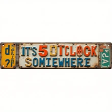 16X4 Inch Vintage Metal Sign - Retro Tiki Bar Wall Decor With Cup Icon, Durable, Suitable For Man Cave And Outdoor/Clock Theme Decor, Perfect For Home, Party, Hawaiian Bar (Random Style) - A - View 1