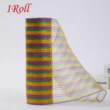 1/2 Roll Decorative Mesh Ribbon - 10 Inch X 30 Feet Per Roll, Metallic Foil Mesh Ribbon, Suitable For Wedding, Birthday, Halloween, Thanksgiving, Christmas, New Year DIY Gift Decoration And Home Decor - Multicolor - View 68