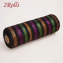 1/2 Roll Decorative Mesh Ribbon - 10 Inch X 30 Feet Per Roll, Metallic Foil Mesh Ribbon, Suitable For Wedding, Birthday, Halloween, Thanksgiving, Christmas, New Year DIY Gift Decoration And Home Decor - Multicolor - View 50