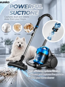 Eureka WhirlWind NEN110A Lightweight Canister Vacuum Cleaner | Bagless, Adjustable Suction Control, Washable Filters | Compact, Multi-Surface Cleaning | Easy Cord Rewind | Ideal For Home, Office, And Carpet Cleaning - US A Type Plug(110-127V) - View 3