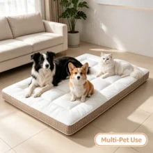 1 Buah Alas Hewan Peliharaan Bertepi Motif Houndstooth Putih, Gaya Minimalis, Alas Tidur Hewan Peliharaan Tipis Persegi Panjang Berlapis Poliester, Dapat Dicuci, Anti Selip untuk Anjing dan Kucing Besar & Kecil, Ideal untuk Dalam Ruangan, RV, Berkemah, Penggunaan Sehari-hari Sepanjang Musim - Putih - View 11