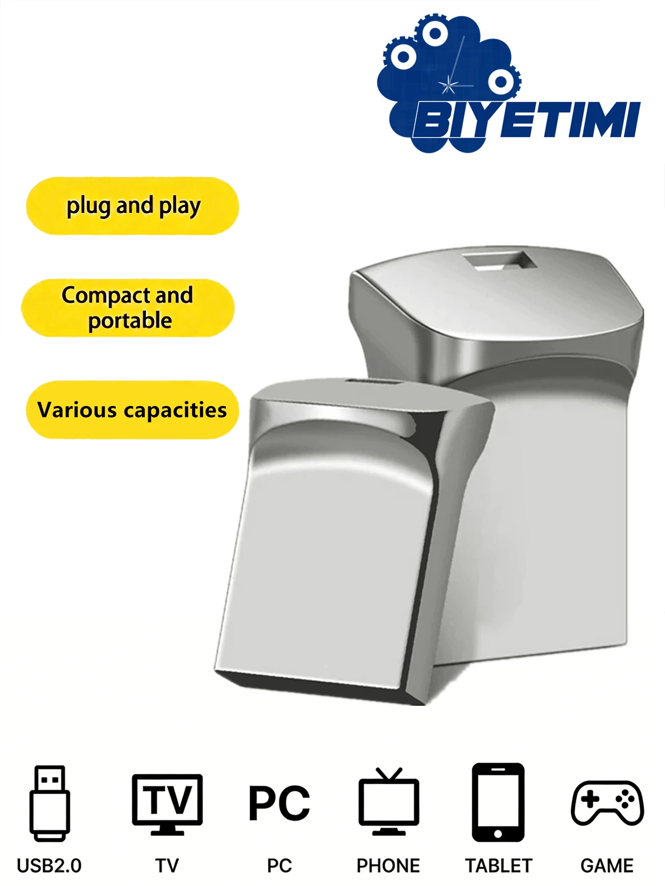 Biyetimi Usb Flash Drive 128GB Super Mini Metal Pen Drive High Speed Memory Stick 64GB U Disk Pendrive 2.0 Memory Usb - View 1