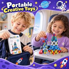 Space Theme Magnetic Building Blocks Set, STEM Mini Travel Magnetic Tiles, Children's Educational Construction Toy, Learn Assembling/Building/Constructing, Develop Creativity And Spatial Thinking, Suitable For Boys And Girls 3+ Years Old As Birthday Gift, Learning Gift - Multicolor - View 5