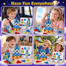 Space Theme Magnetic Building Blocks Set, STEM Mini Travel Magnetic Tiles, Children's Educational Construction Toy, Learn Assembling/Building/Constructing, Develop Creativity And Spatial Thinking, Suitable For Boys And Girls 3+ Years Old As Birthday Gift, Learning Gift - Multicolor - View 6