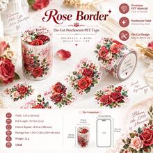 2m/Roll Floral Dream Lace Series PET Tape, Botanical Flower Cutout Washi Tape For Scrapbooking Decoration And Collage, DIY Decorative Stickers - Multicolor - View 11