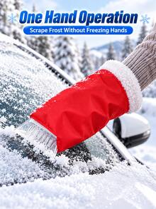 1Pc Winter Car Ice Scraper Glove – Soft Lined Snow Removal Mitten With Built-In Scraper, Portable Tool For Windshield, Window & Roof De-Icing, Easy To Use - A - View 2