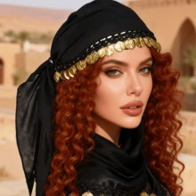1pc Belly Dance Coin Headscarf Dance Performance Accessory Headwear Hat (Random Color Outer Packaging) - Multicolor - View 3
