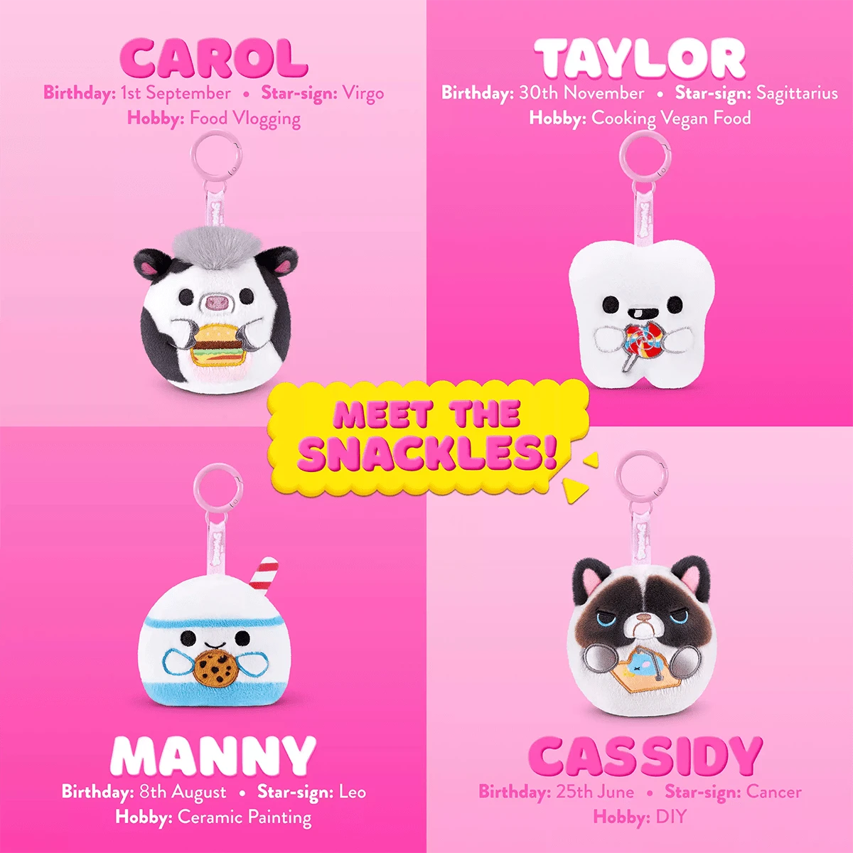 ZURU Greedy Pooka Series Plush Pendant Blind Box, Cute Animal Snack Theme Figurine, Random Style Collectible Gift - Pink - View 1