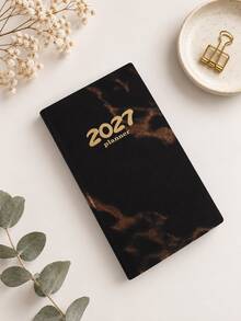 1pc 2027 Vintage Marble Cover Planner Notebook A6 Portable Size Student Notebook Study Notes Register Back To School Stationery Gift For Friends - Single Piece - View 13