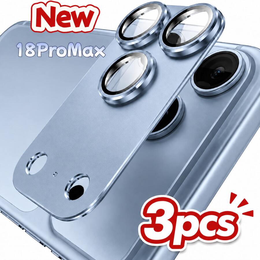 CASECOPS 3件組合金金屬相機鏡頭保護蓋，適用於 iPhone 18 Pro/18 Pro Max/17 Pro/17 Pro Max，9H 無縫貼合設計，防刮防指紋，全方位防刮防撞，高清鏡頭保留原相機畫質－冰川藍 - 藍色 - 查看 1