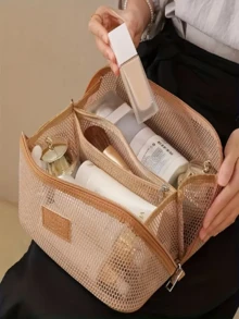 Mesh Transparent Makeup Bag Large Capacity Pillow Travel Essential Toiletry Bag Multi-Functional Makeup Bag, Exquisite Multi-Functional Storage Bag, Cosmetic Storage Bag, Portable Toiletry Bag, Perfect For Travel, Vacation, Camping And Outdoor Activities, Creative Gift, Lightweight Travel Toiletry Bag, Suitable For Men And Women, Perfect Gift Choice - Multicolor - View 5