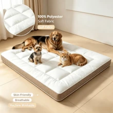 1 Buah Alas Hewan Peliharaan Bertepi Motif Houndstooth Putih, Gaya Minimalis, Alas Tidur Hewan Peliharaan Tipis Persegi Panjang Berlapis Poliester, Dapat Dicuci, Anti Selip untuk Anjing dan Kucing Besar & Kecil, Ideal untuk Dalam Ruangan, RV, Berkemah, Penggunaan Sehari-hari Sepanjang Musim - Putih - View 6
