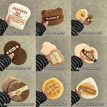 Faiccia Cute Baking Series Makeup Puff Set, Soft Bear & Toast Shape Powder Puff, Wet & Dry Use Foundation Sponge, No Powder Absorption Beauty Tool The Powder Puff Is Made Of High-Quality Soft Material, Bouncy And Elastic, Gentle On Skin, No Irritation. - Multicolor - View 4