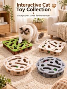 Mainan Kucing Peliharaan Kotak Puzzle Felt Papan Labirin Persegi Permainan Berburu Multi-Lubang Interaktif Dengan Lonceng dan Bola Alat Bermain Cakar Anak Kucing Petak Umpet Penangkap Alat Latihan Dalam Ruangan Pusat Aktivitas Hewan Aksesori Penggaruk Perlengkapan Pelatihan - MultiWarna - View 1
