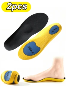 1/2Pairs Arch Support PU Sports Insoles, High Elasticity, Shock Absorption, Sweat-Wicking, Breathable, Anti-Slip - Black - View 1