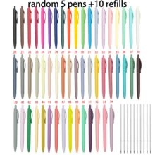 Retractable Ballpoint Pen Set, 5 Random Color Click Pens + 10 Blue/Black Ink Refills, Replaceable Smooth Writing Pens, Suitable For Students, School, Office, Notes, Diary And Daily Writing - Multiple Styles - View 12