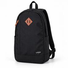 Black Water-Resistant Nylon Backpack 24L Large Capacity Unisex Daypack With Leather Patch Front Pocket For Travel School Work - Black - View 10
