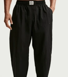 Nike NAC Solid Color Elastic Waist Loose Fit Sports Casual Pants Men's Black - Black - View 1