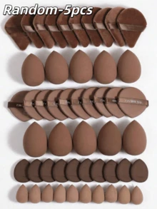 50/40/30/20/10/5pcs Makeup Sponge Makeup Sponge Set, Professional Makeup Blending Sponge Wholesale, Super Soft Concealer Sponge, Facial Makeup Tool, Suitable For Liquid Foundation, Powder, Makeup Water - Coffee Brown - View 12