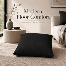 50x50 Cm Modern Square Floor Pillow – Soft And Comfortable Tufted Seat Cushion - Black - View 4