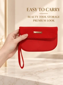 Giorgio Armani Armani Red Zipper Foldable Bag, 16.5*11cm, Portable Large Capacity, Suitable For Daily Storage And Travel Makeup, Perfect For Personal Use Or As A Gift - Red - View 3