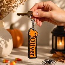 1pc Personalized Halloween Name Keychain, 3D Printed Ghost & Pumpkin Shaped Keyring, Cute Creative Backpack Charm, Custom Name Letter Pendant, Halloween Party Decoration Accessory, Holiday Souvenir Gift, Personalized Bag Decor, Car Key Holder, Creative Small Gift - Multicolor - View 9