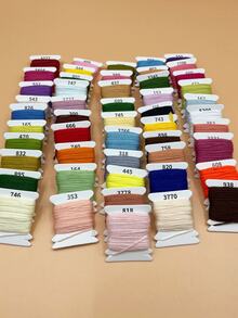 [50pcs/Pack]6-Strand Pre-Wound Embroidery Thread Set, Pre-Wound Design For Convenient Use, Rich Colors With Strong Versatility, Suitable For Cross Stitch, Creative Embroidery, Handmade Ornaments And Other Embroidery Scenarios, Random Colors - Cross Stitch Floss Bobbin - View 3