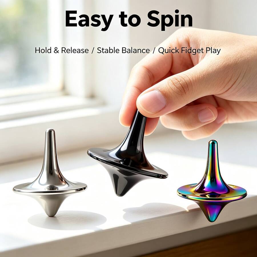 3pcs Precision Machined Metal Gyroscope, Smooth Rotating Desktop Gyroscope Fingertip Toy, Portable Pocket-Sized Desktop Spinning Toy, Stress Relief Focus Office Gift, Suitable For Teens And Adults