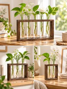 Plant Propagation Station, 2/3/5 Glass Test Tube Vases With Wooden ...