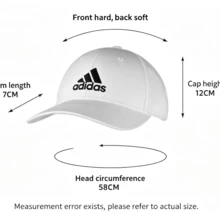 Adidas Cotton Baseball Cap, Structured Front, Unstructured Back, Unisex, White - White - View 7