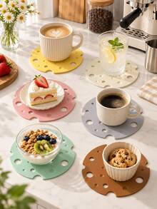 Cheese Shaped Silicone Heat Resistant Mat, Cute Round Heat-Proof Pot Holder, 6 Colors, Non-Slip Table Coaster, Suitable For Kitchen, Countertop, Home Decor, Housewarming Gift, Christmas Home Gift, Desktop Protection Pad, Hot Pot Kitchen Coaster - View 9