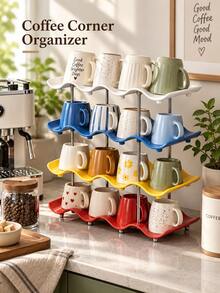 Multi-Tier, Stackable, Transparent Countertop Rack For Cups And Water Bottles; Suitable For Home Use As A Drying Rack For Mugs And Glassware; Ideal For Homes, Bars, Clubs, And Parties; A Space-Saving Countertop Display Stand. - Multicolor - View 10