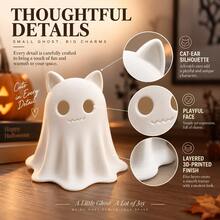 1Pc 3D Printed Cat Ear Ghost Figurine, Cute Spooky Halloween Desktop Ornament, Funny Table Decor For Bookshelf Bedroom Office, Fall Party Decoration & Unique Gift - 3D Printed Cat Ear Ghost Figurine - View 5