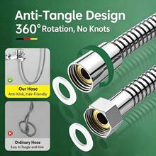1pc FlexiHose Explosion-Proof Shower Hose 59.06 Inch Black Reinforced Universal 4-Way Hot Water Bathtub Shower Head Hose - Explosion-proof Hose 1.5m - View 6