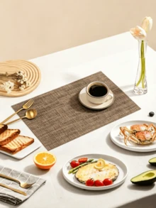 1pc European Minimalist Style Placemat, Woven Placemats, Kitchen Decor, Placemats For Dining Table, Table Mats, Dining Placemats, Kitchen Table Decor, Dining Table Accessories, Restaurant Placemats, Party Table Decor, Daily Use, Table Protection Mat Brown - Multicolor - View 3