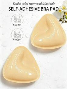 2pcs/Pack Women's Triangle Double-Sided Adhesive Breast Pads, Invisible Seamless Comfortable Thickened Design, Small Chest Looks Larger, Suitable For Bikini, Swimwear, Dress - Multi-color - View 1
