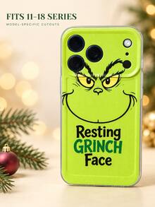 The Grinch Christmas Phone Case TPU Cartoon Character Pattern Protective Shell Compatible With IPhone 18/17/16/15/14/13/12/11 Pro Max Plus Models Resting Expression Holiday Print Design Raised Camera Frame Phone Accessory Christmas Gift - Multi-color - View 6