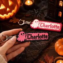 1pc Personalized Halloween Name Keychain, 3D Printed Ghost & Pumpkin Shaped Keyring, Cute Creative Backpack Charm, Custom Name Letter Pendant, Halloween Party Decoration Accessory, Holiday Souvenir Gift, Personalized Bag Decor, Car Key Holder, Creative Small Gift - Multicolor - View 2