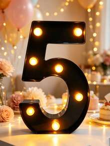 1pc 22cm Home Decoration 9-0LED Black Digital Light, Anniversary Holiday Wedding Proposal Birthday Party Decoration Digital Light, Bedside Night Light - Black Number - View 22