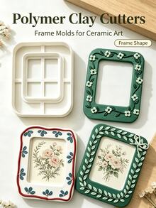 Polymer Clay Photo Frame Cutting Mold, Ceramic Art Photo Frame Mold, DIY Handmade Cutting Mold, Easily Cut Clay Into Exquisite Photo Frame Shapes, Smooth Edges, Clean Cutting Effect, Suitable For Polymer Clay, Air Dry Clay And Ceramic Clay - Multicolor - View 1