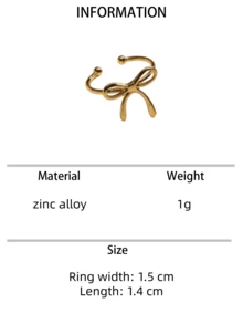 1PC Bow Open Ring, Simple Elegant Classic Jewelry, Suitable For Daily And Party Wear - Bow Ring - View 7