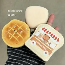 Faiccia Cute Baking Series Makeup Puff Set, Soft Bear & Toast Shape Powder Puff, Wet & Dry Use Foundation Sponge, No Powder Absorption Beauty Tool The Powder Puff Is Made Of High-Quality Soft Material, Bouncy And Elastic, Gentle On Skin, No Irritation. - Multicolor - View 6