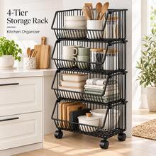 Black Rolling Organizer Shelf For Bathroom Laundry Room Bedroom Storage - View 3