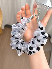 XD Polka Dot Scrunchie Keychain - Suitable As Accessory Pendant For Girls, Can Be Used As Backpack Charm Or Bridesmaid Gift - Multicolor - View 3