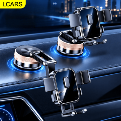 Supporto per telefono auto LCARS, fissaggio rapido con bloccaggio automatico, adatto per telefoni con fotocamera di grandi dimensioni, base con ventosa per cruscotto, braccio telescopico pieghevole rotante a 360°, stabile e non ostruisce la fotocamera