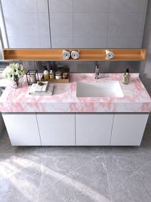 1 Roll Pink Marble Pattern Contact Paper, Glossy Peel And Stick Wallpaper, Waterproof And Oil-Resistant Self-Adhesive Vinyl Film, Suitable For Countertops, Kitchen Cabinets, Desks, Table Tops, Removable Rental Apartment And College Dorm Essentials - Multiple Styles and Colors - View 9
