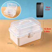 Caja de almacenamiento de gran capacidad y multifuncional de 3 capas, diseño transparente, disponible en 6 colores, plegable, se puede usar como caja de herramientas para uñas, organizador de papelería, joyero, caja de herramientas de costura. Diseño de tapa transparente para una fácil visualización, estructura apilable, duradera, adecuada para manualidades y decoración del hogar, regalo de Navidad perfecto. - Multicolor - Ver 18