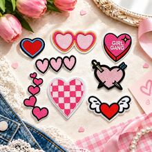 8Pcs Cute Heart Iron On Embroidered Patches - Multicolor - View 9