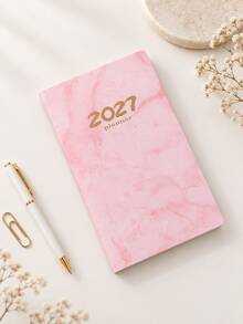 1pc 2027 Vintage Marble Cover Planner Notebook A6 Portable Size Student Notebook Study Notes Register Back To School Stationery Gift For Friends - Single Piece - View 12